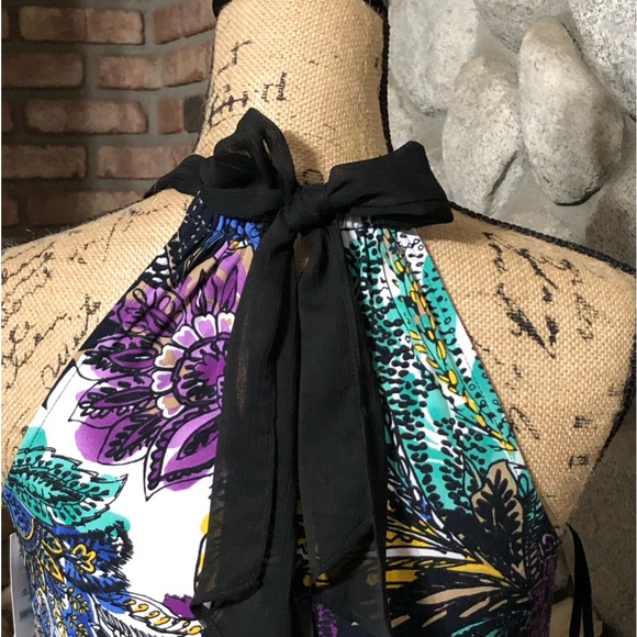Elie Tahari Beautiful NWT Vibrant Sleeveless Top w/Necktie - Picture 9 of 16